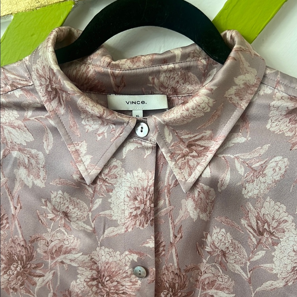 Vince Pink and Cream Floral Shirt